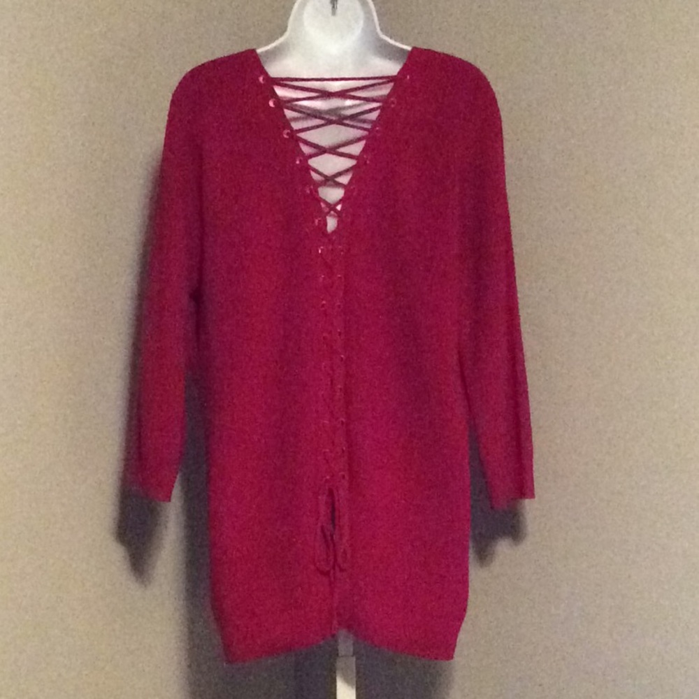 NWT Red Back Lace Up Sweater. NY&C. Size XL.